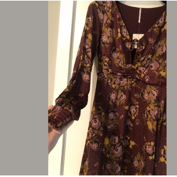 Free People Mini Dress Size 6 Burgundy - Picture 7 of 8